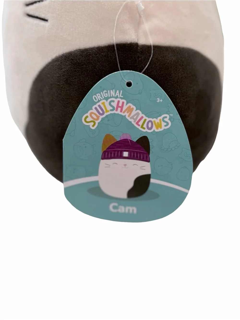 Squishmallows Cam Calico Cat 7.5” Purple Beanie Pink Pom NWT